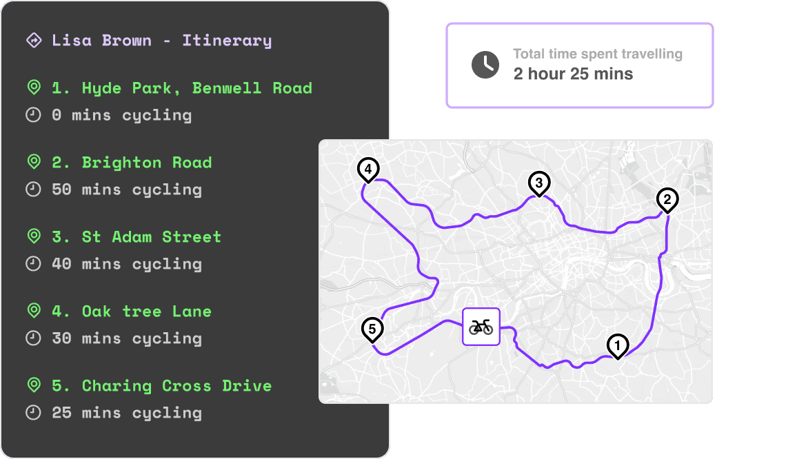 Routing app with route caching and route optimisation