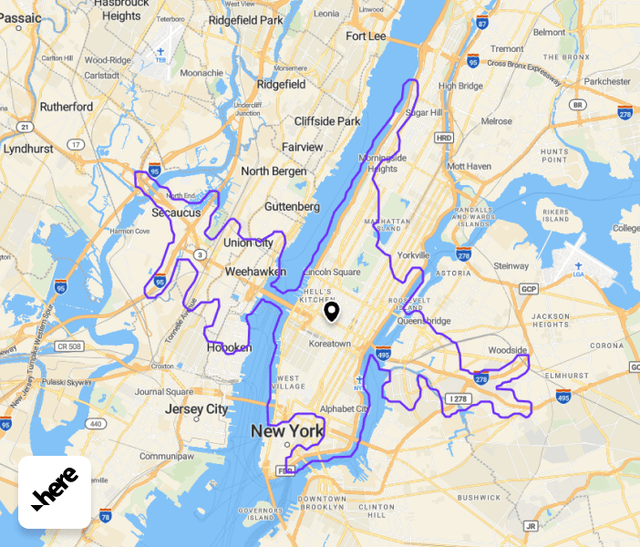 Here 15 minutes isochrone