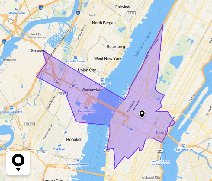 TomTom 15 minutes isochrone