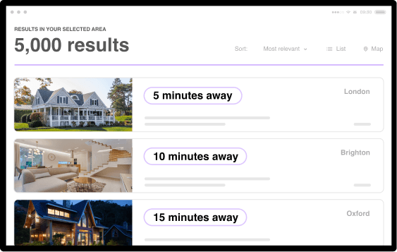 illustration of the most relevant real estate search results on website