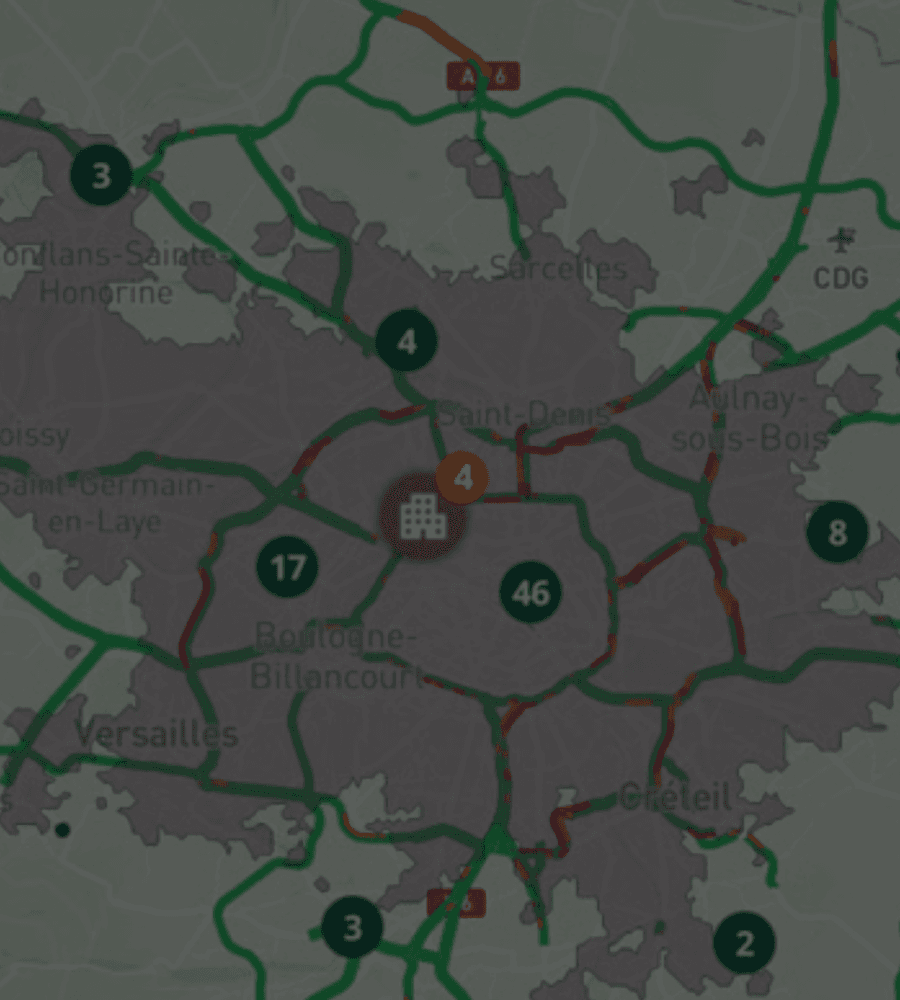 Commute analysis map used for office relocation and site selection