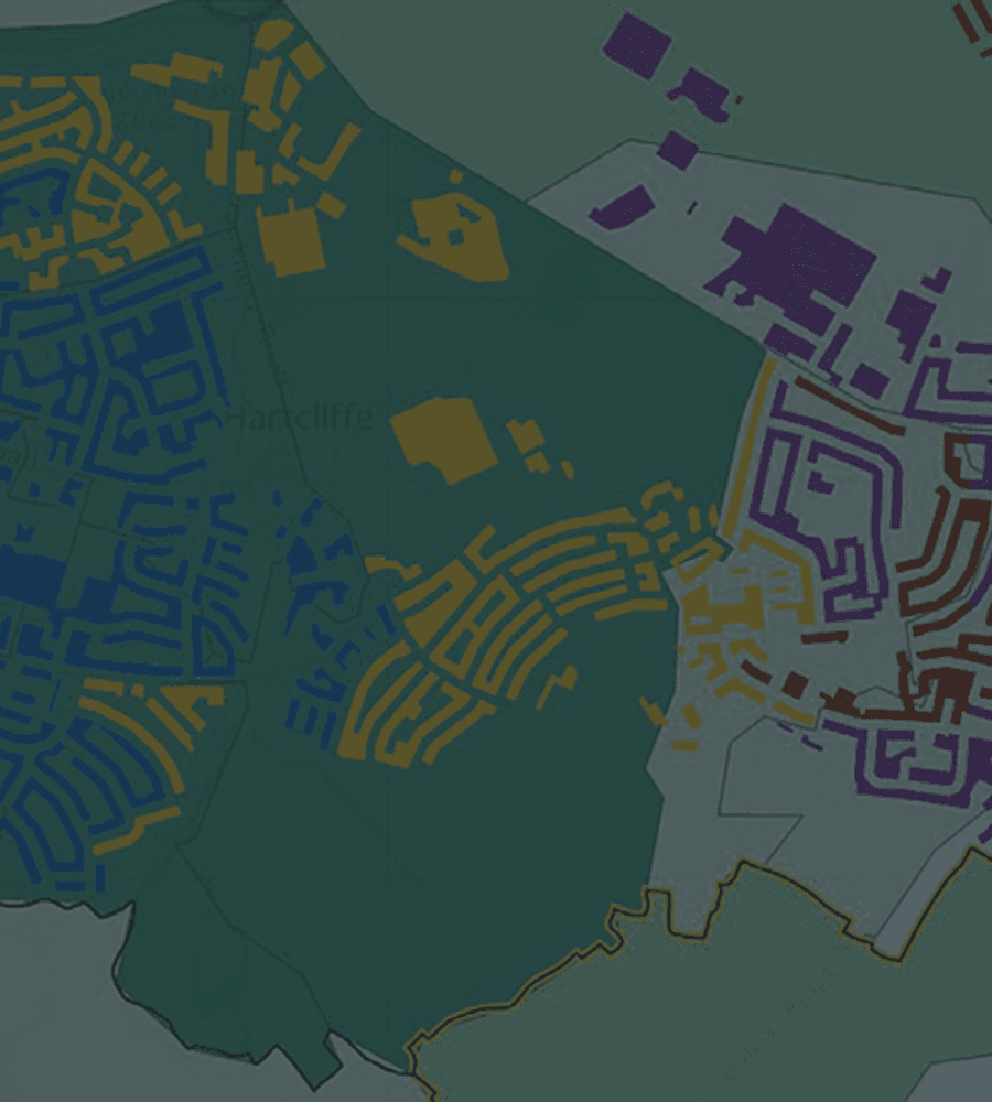 Healthcare accessibility map with NHS site catchments